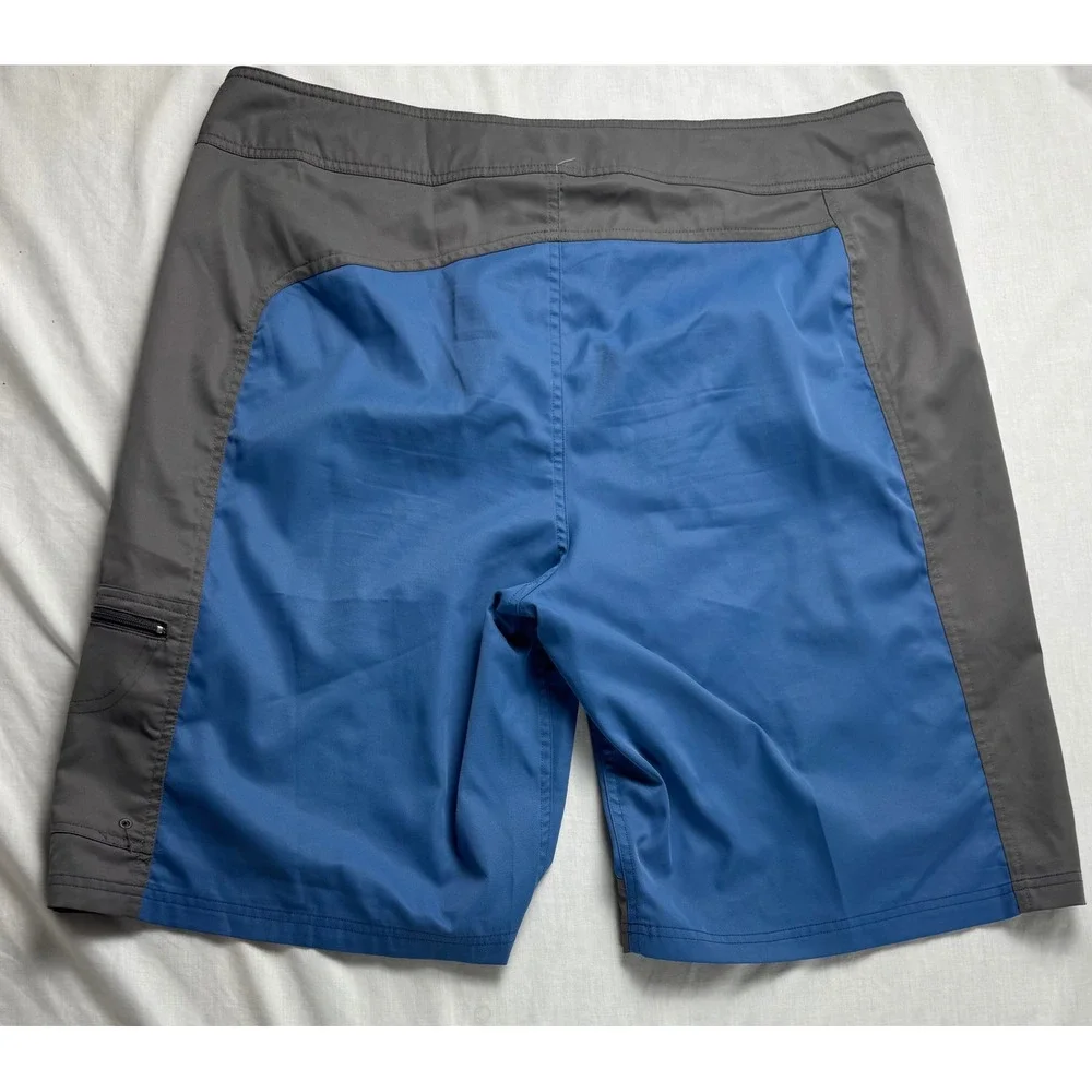 REI Co-op Mens XL‎ Board Shorts Blue Grey Colorblock Swim Trunks